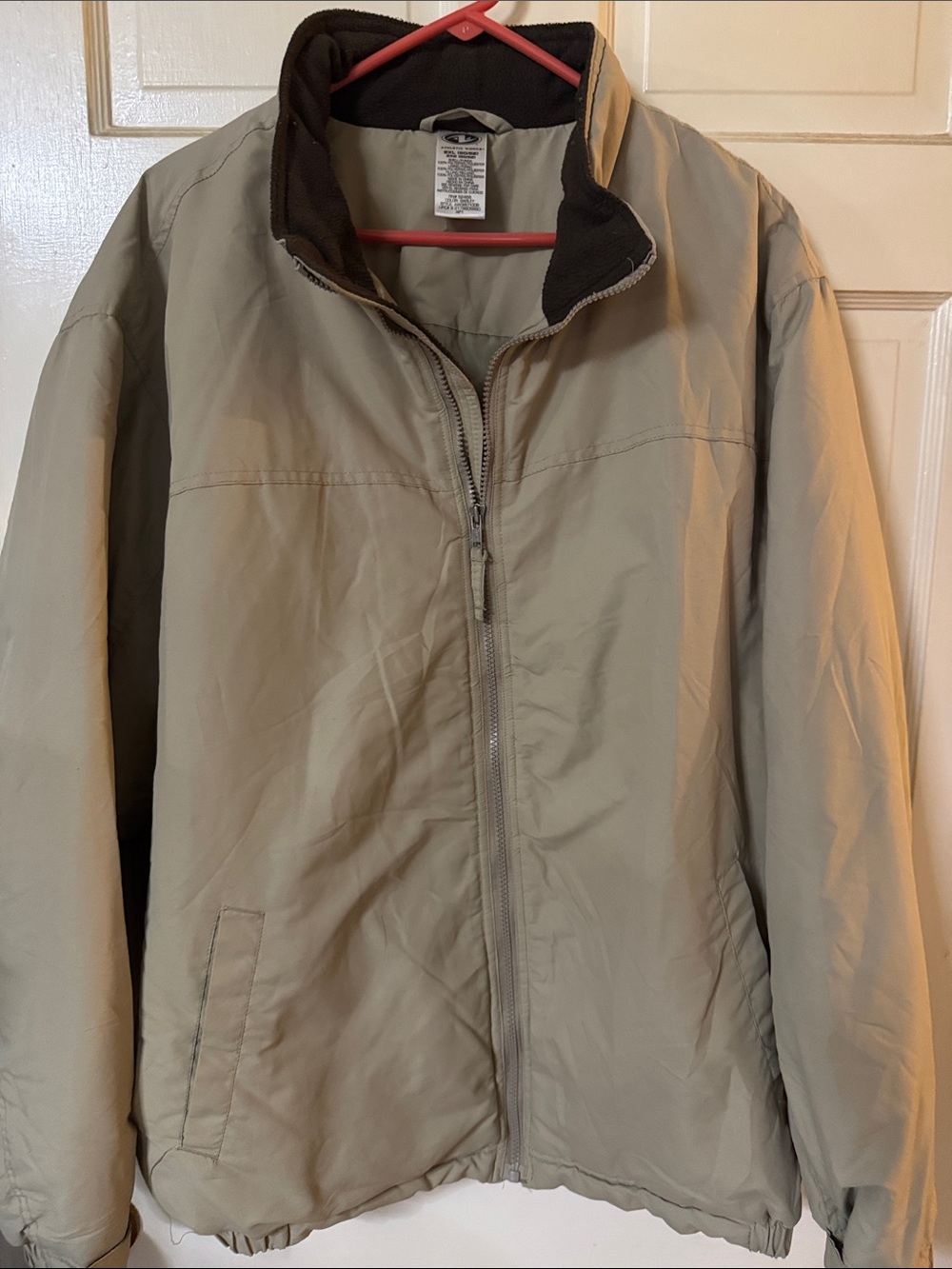 Athletic Works Beige Lightweight Zip Jacket with Contrast Collar